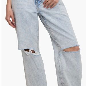 Good American Light Blue Distressed Straight-Leg Jeans